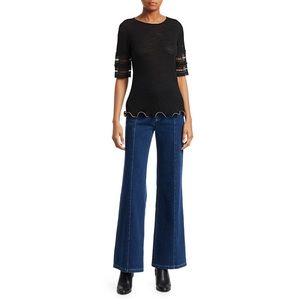 SEE BY CHLOÉ⚡️Eyelet Sleeve Black Basic Top_S